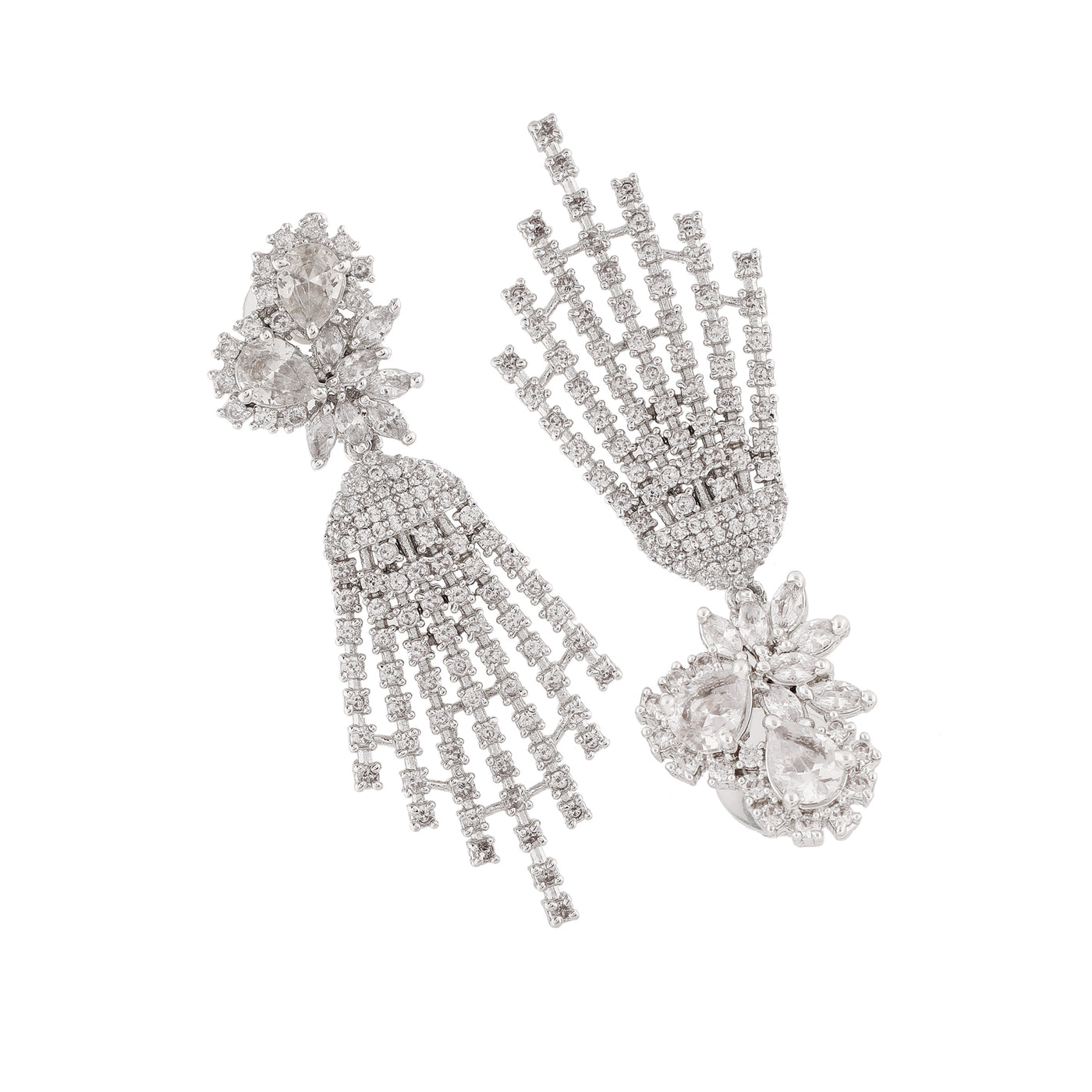 Estele Rhodium Plated CZ Twinkling Earrings for Women