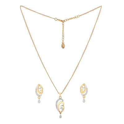 Estele Gold & Rhodium Plated CZ Beautiful Pendant Set for Women