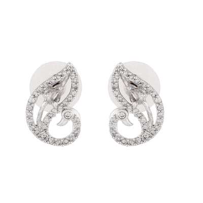 Estele Rhodium Plated CZ Peacock Designer Stud earrings for Women