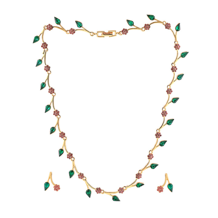 Estele Gold Plated Exquisite Crystal Necklace Set for Women