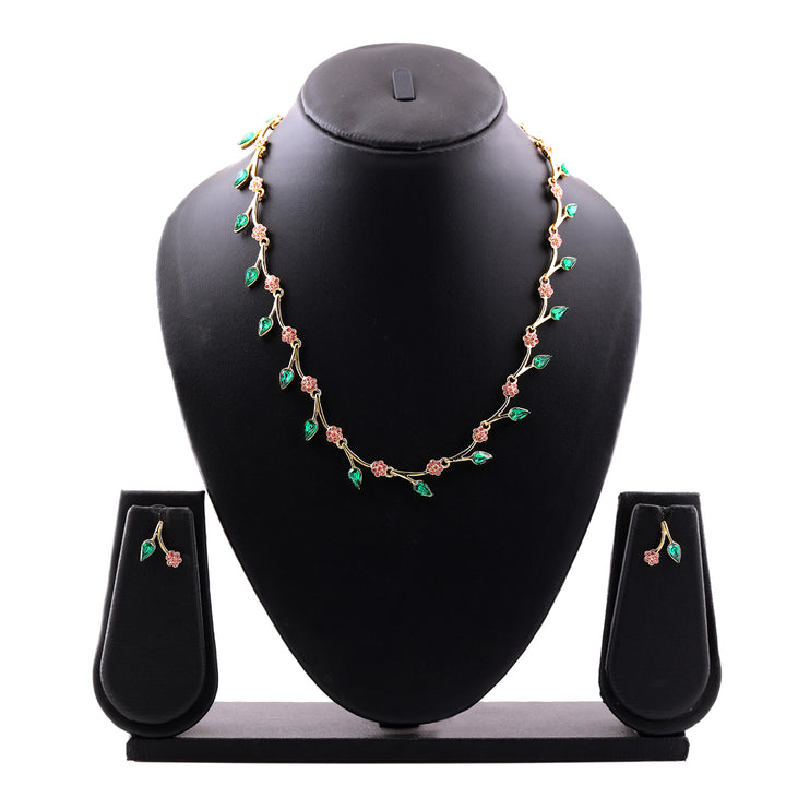 Estele Gold Plated Exquisite Crystal Necklace Set for Women