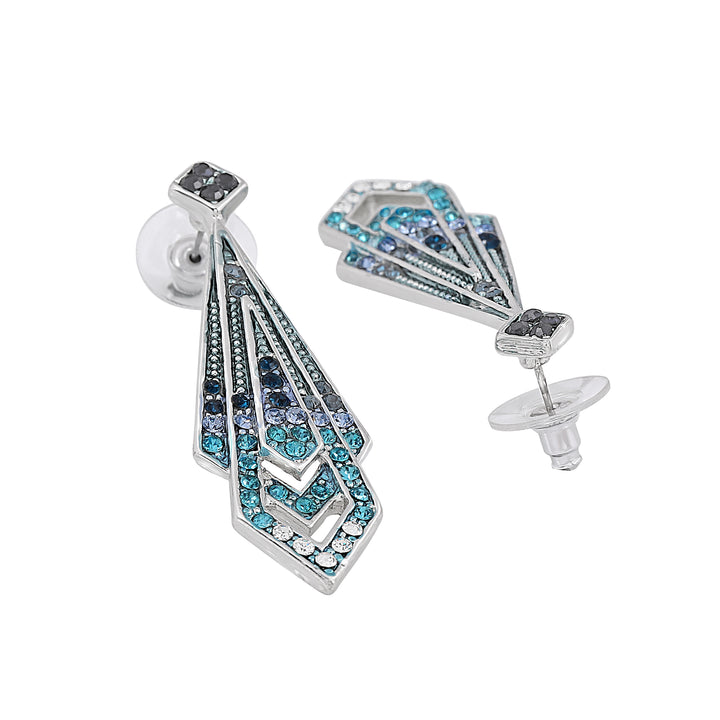 Estele Rhodium Plated Blue Tie Chain Necklaces