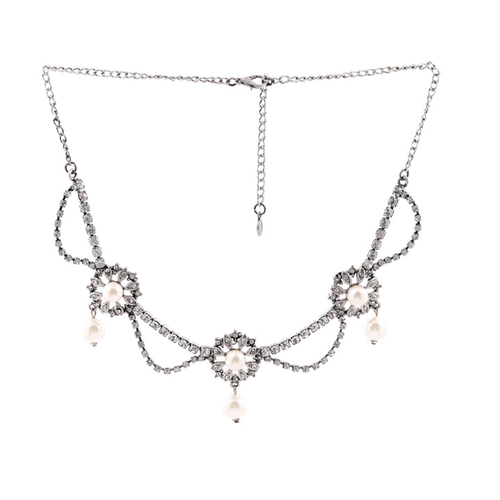 Estele Rhodium Plated Trendy CZ Diamond Designer Necklace Set for Women