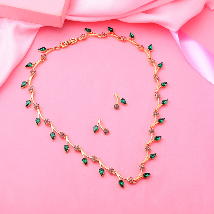 Estele Gold Plated Exquisite Crystal Necklace Set for Women