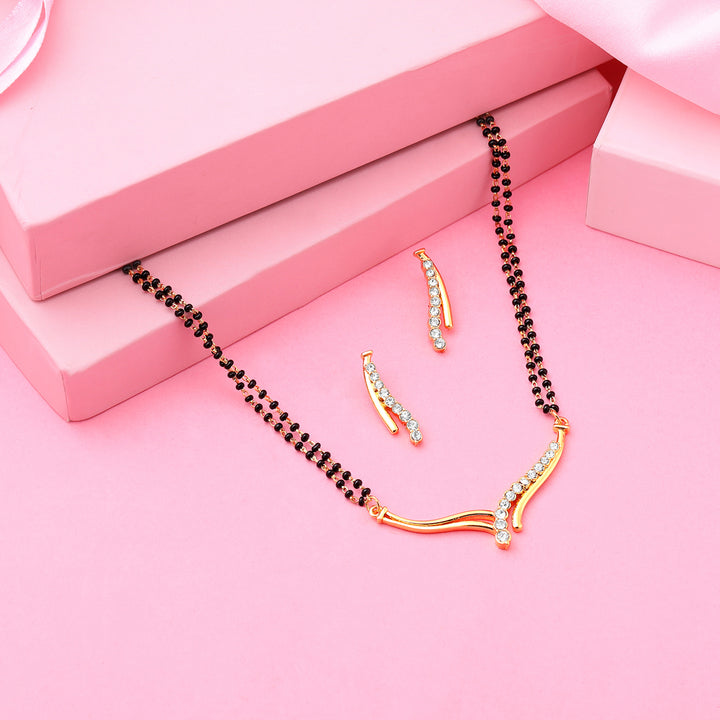 Estele 24 Kt Gold Plated Twine Braid Mangalsutra Necklace Set