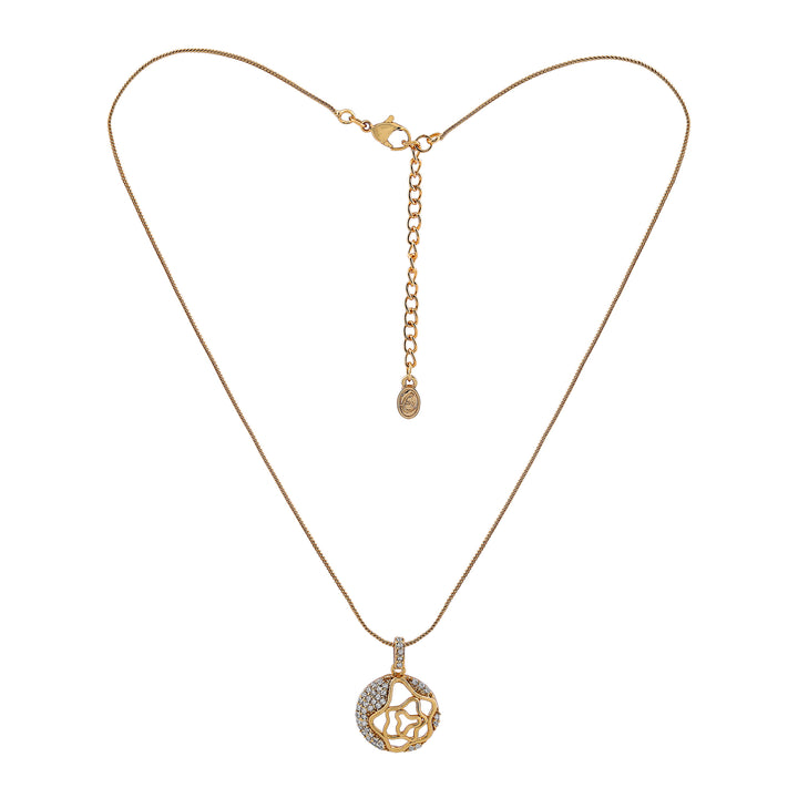 Estele - Gold Plated American Diamond Circle with Flower Pendant Set