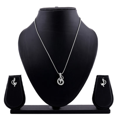 Estele - Lyrical Rhodium plated Pendant Set for Women