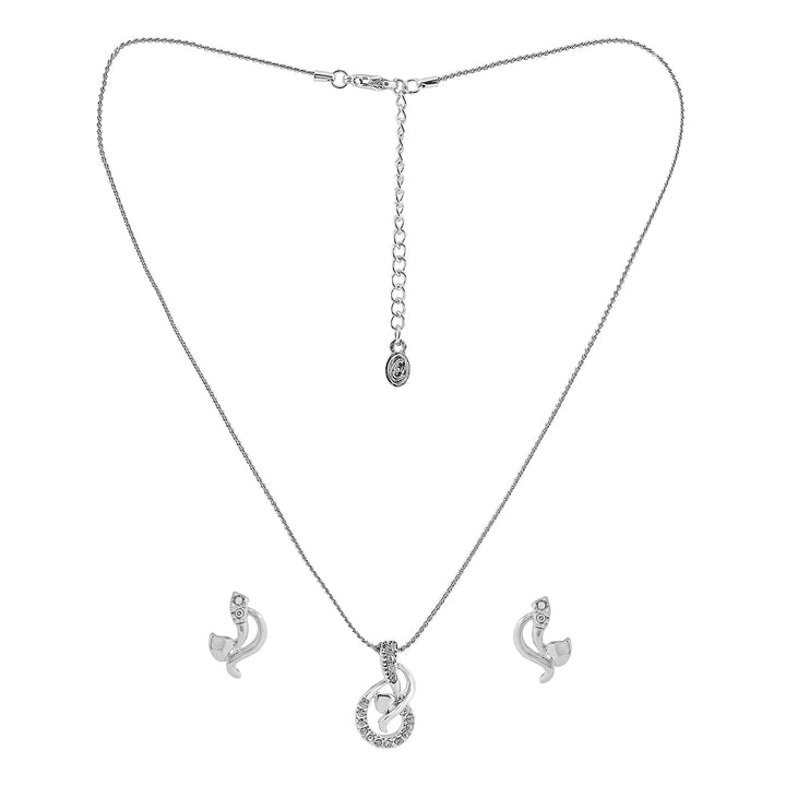 Estele - Lyrical Rhodium plated Pendant Set for Women