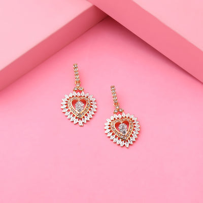 Estele Zinc Alloy Gold and Silver Plated Magnanimous heart Dangle Earrings for Girls