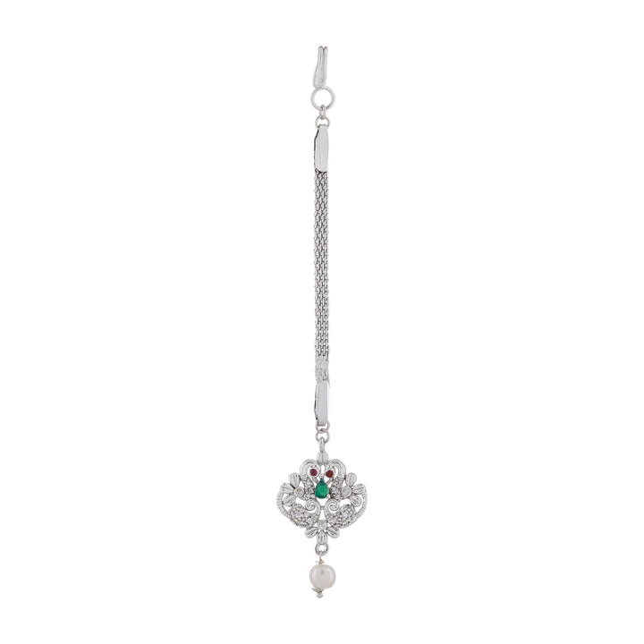 Estele Rhodium Plated CZ Fascinating Designer Bridal Necklace Set Combo for Women