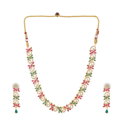Estele Gold Plated CZ Gorgeous Designer Necklace Set for Women