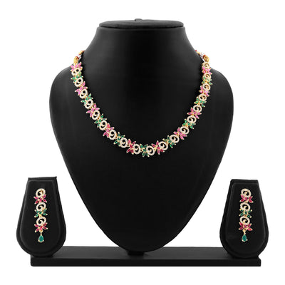 Estele Gold Plated CZ Gorgeous Designer Necklace Set for Women