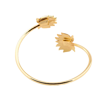 Estele Gold Plated Antique Sterlling Lotus Bracelet for Women