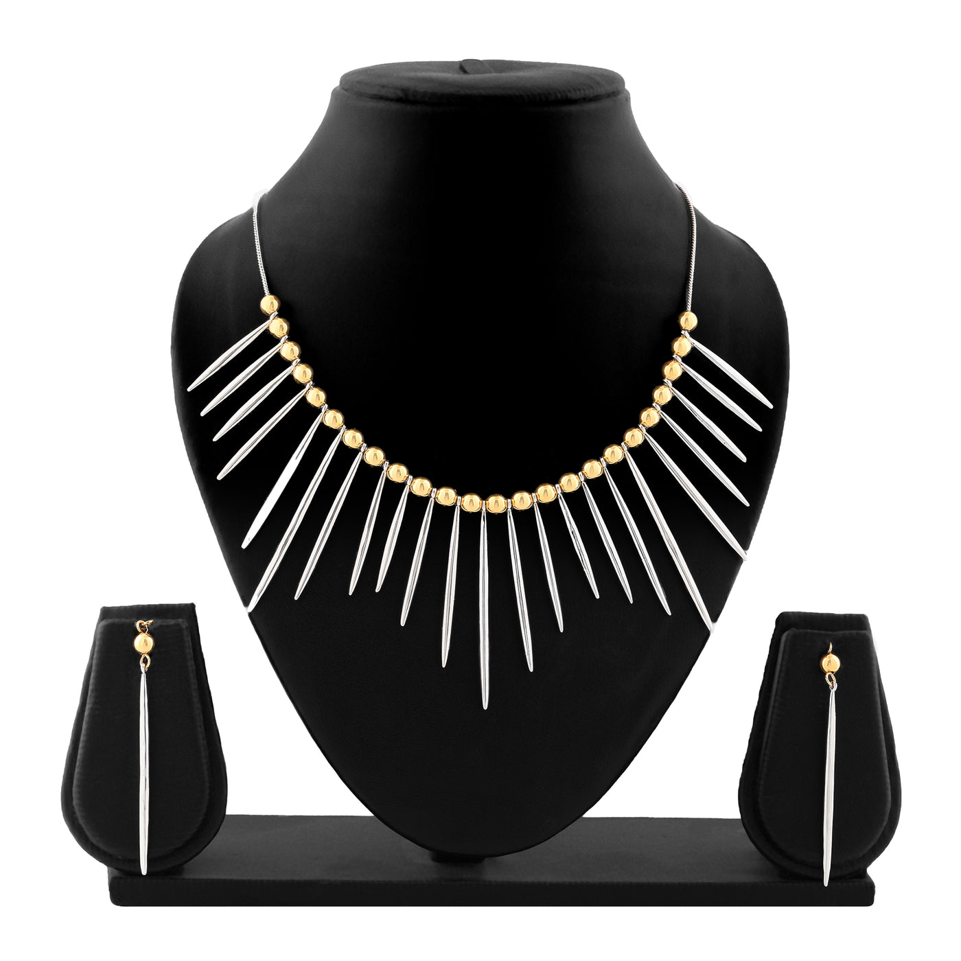 Estele Silver and Gold plated Spike Necklace Set for Women