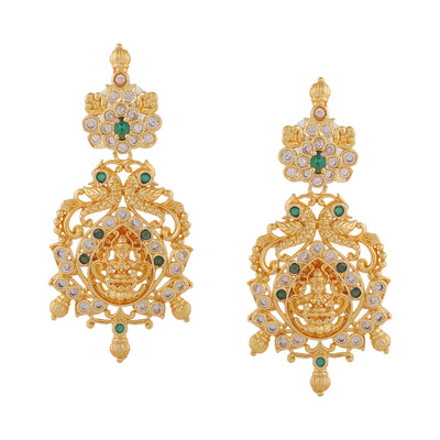 Estele Gold Plated CZ Lakshmi Devi Designer Earrings for Women