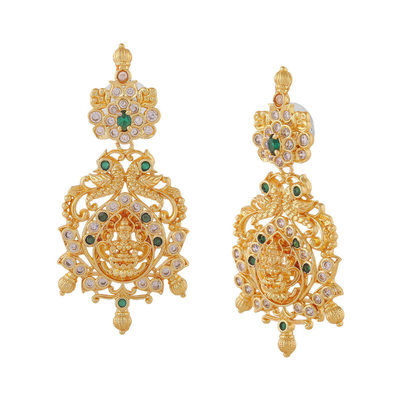 Estele Gold Plated CZ Lakshmi Devi Designer Earrings for Women