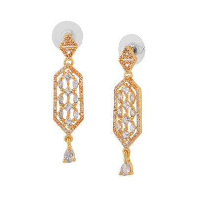 Estele Gold Plated CZ Sparkling Designer Earrings for Women