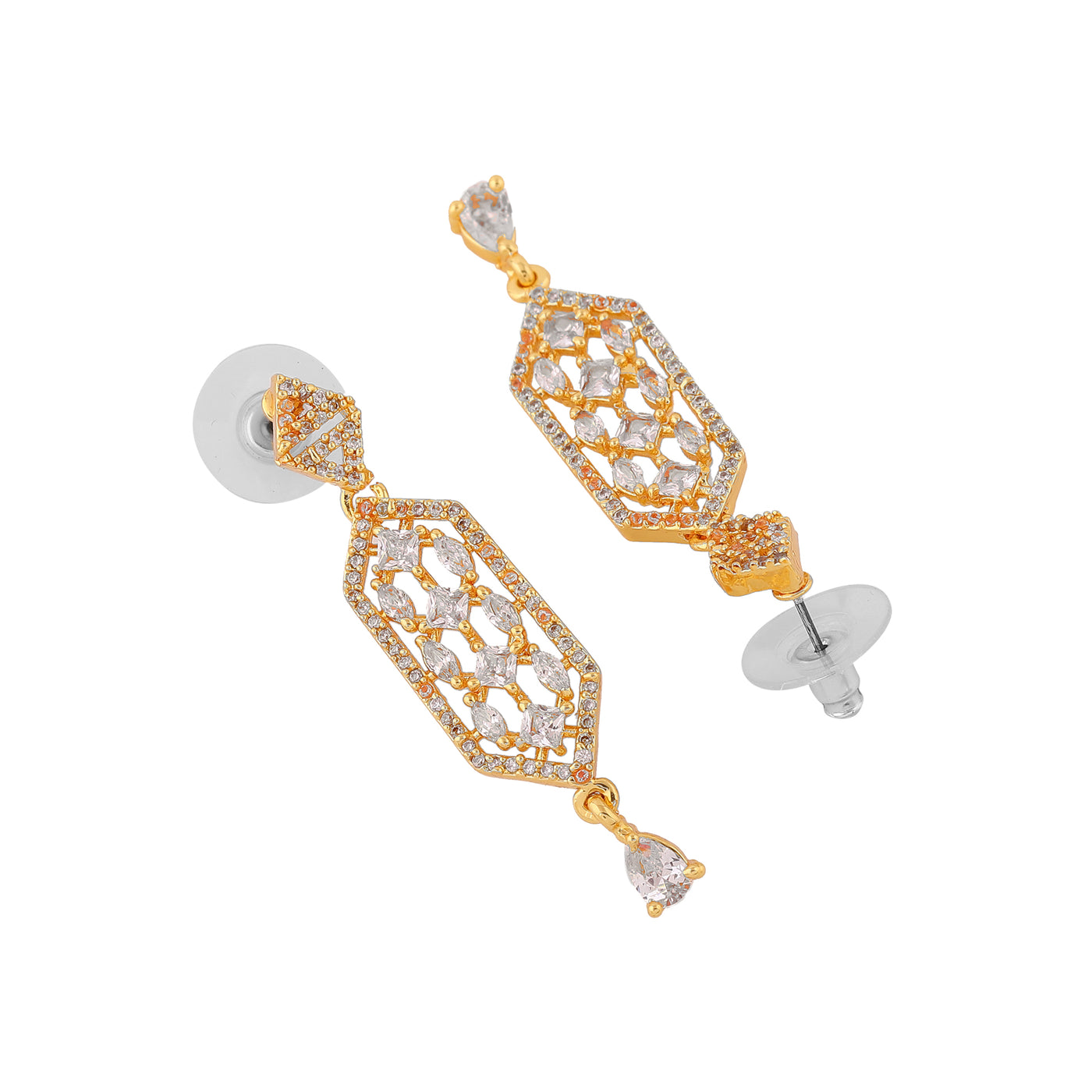 Estele Gold Plated CZ Sparkling Designer Earrings for Women