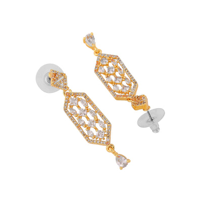 Estele Gold Plated CZ Sparkling Designer Earrings for Women