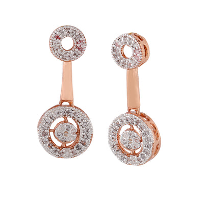 Estele Rose Gold Plated CZ Sparkling Circular Designer Earrings for Women