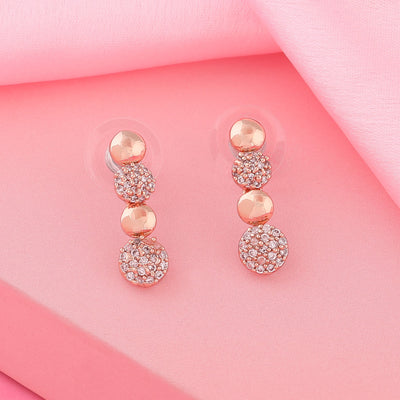 Estele Rose Gold Plated CZ Elegant Designer Earrings for Women
