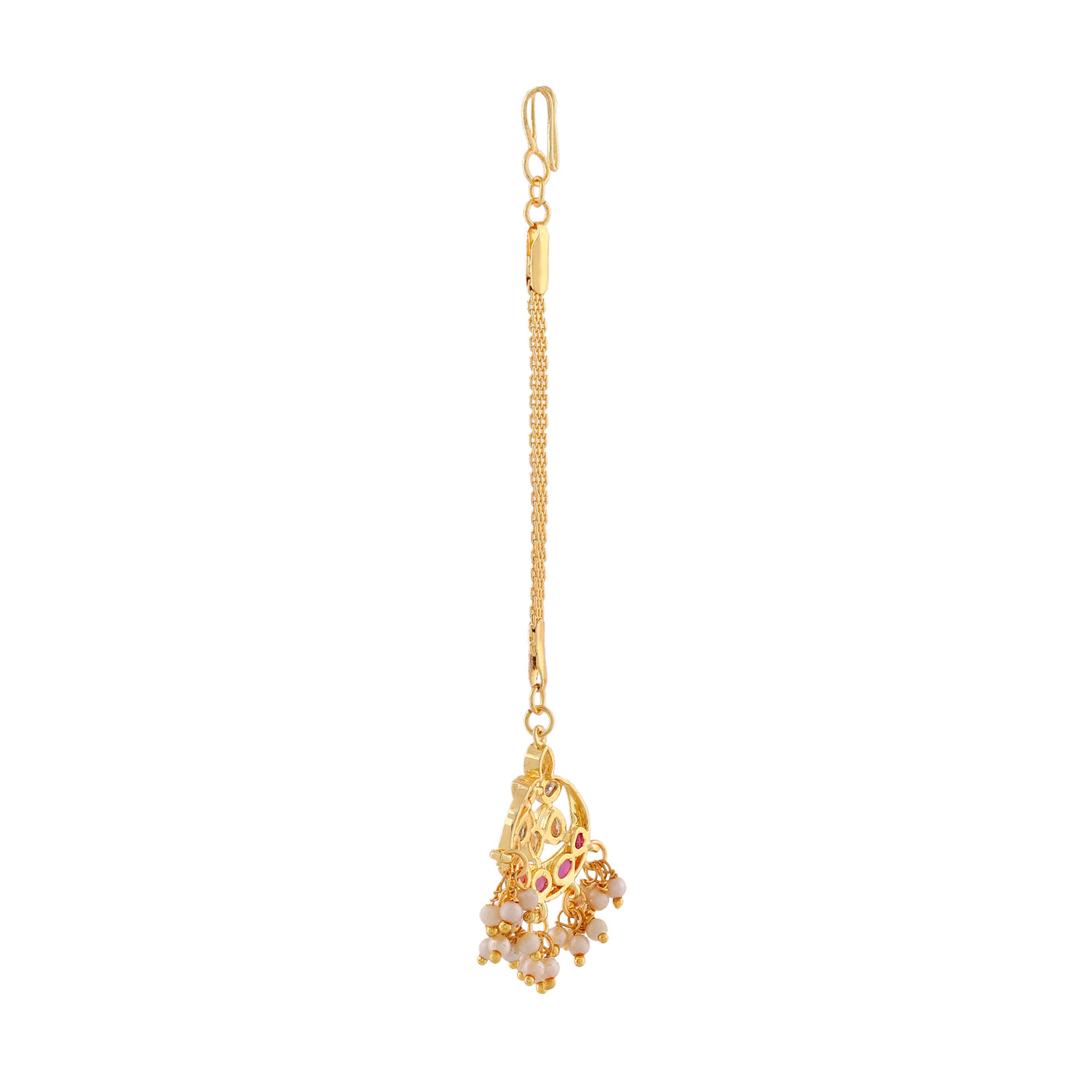 Estele Gold Plated CZ Gorgeous Designer Maang Tikka with Pearls for Women