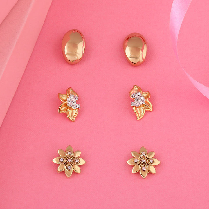 Estele Valentines Day Gifts For Girlfriend Gold Plated Stud Earrings Combo