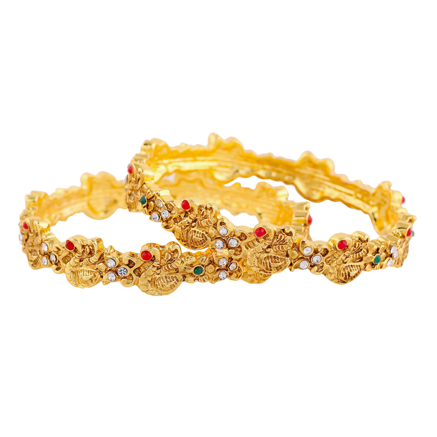 Estele Gold Plated Peacock Designer Bangle with Crystals for Women