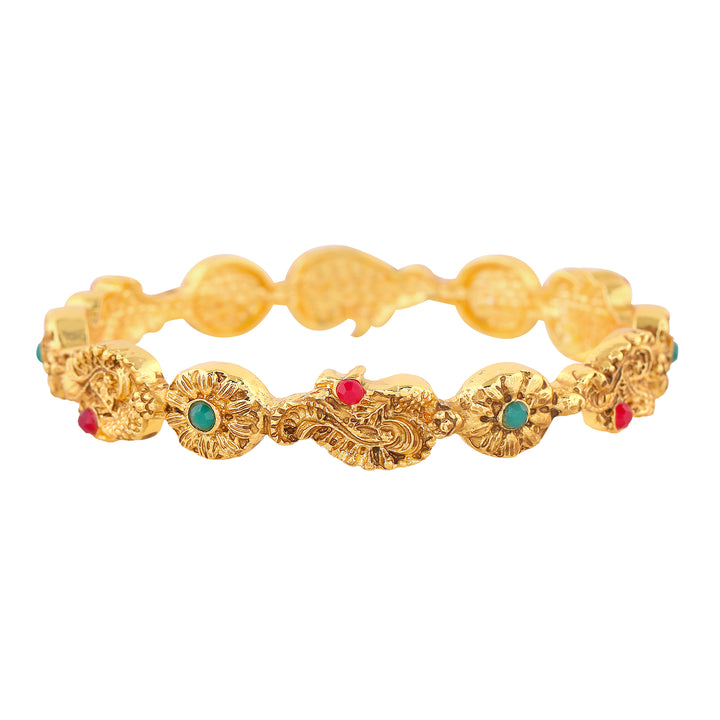 Estele Gold Plated Ravishing Peacock & Flower Designer Bangle with Crystals for Women