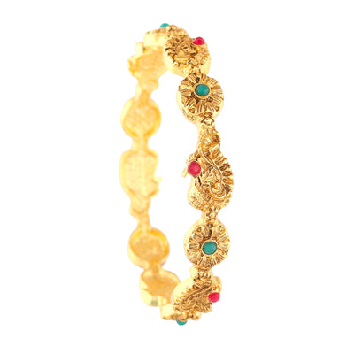 Estele Gold Plated Ravishing Peacock & Flower Designer Bangle with Crystals for Women
