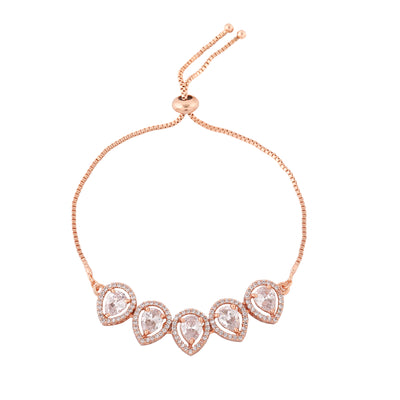 Estele Rose Gold Plated CZ Precious Pears Bracelet for Women