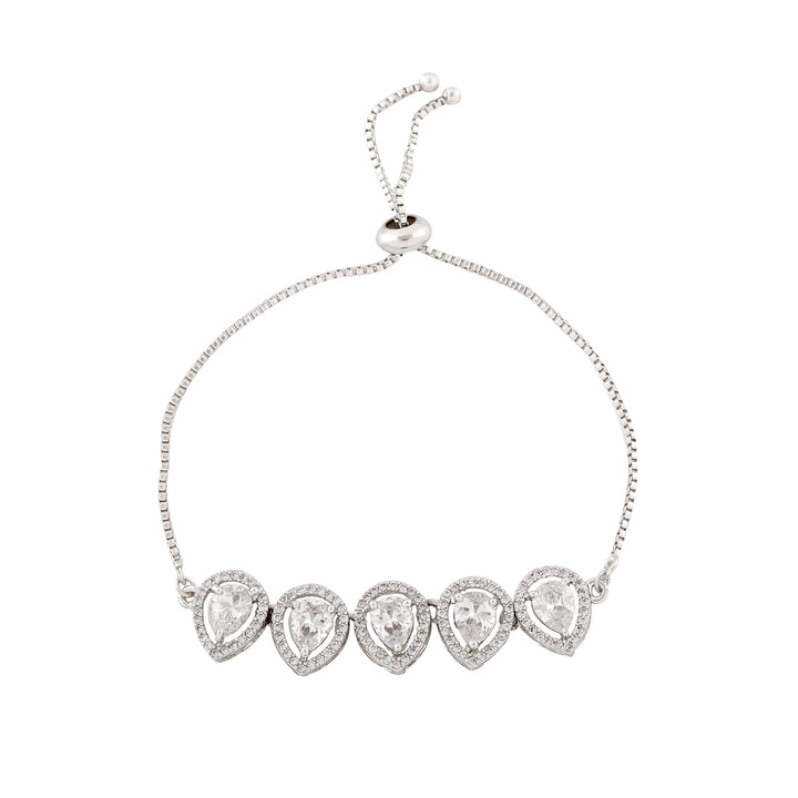 Estele Rhodium Plated CZ Precious Pears Bracelet for Women