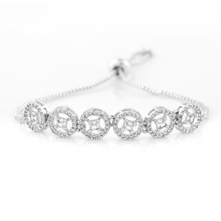 Estele Rhodium Plated CZ Rotating Glitter Bracelet for Women