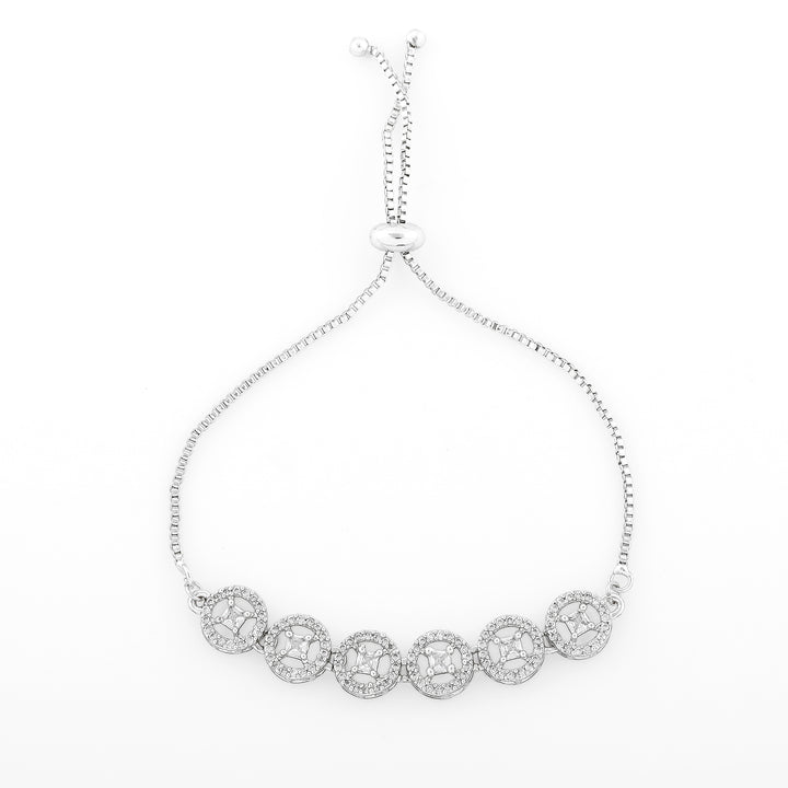Estele Rhodium Plated CZ Rotating Glitter Bracelet for Women
