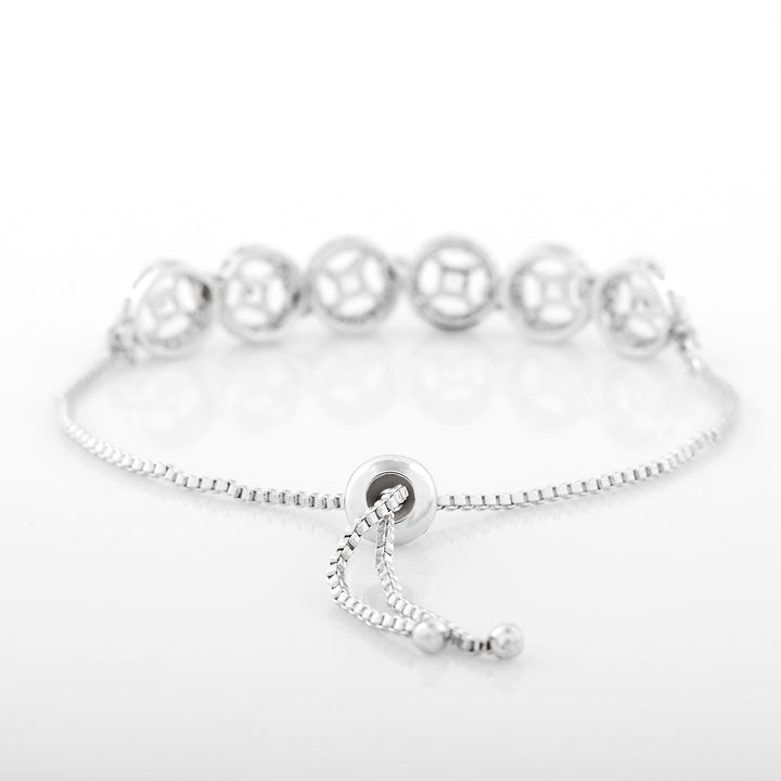Estele Rhodium Plated CZ Rotating Glitter Bracelet for Women