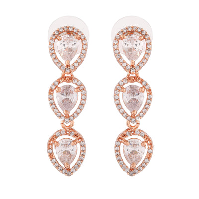 Estele Rose Gold Plated CZ Precious Pears Earrings for Women