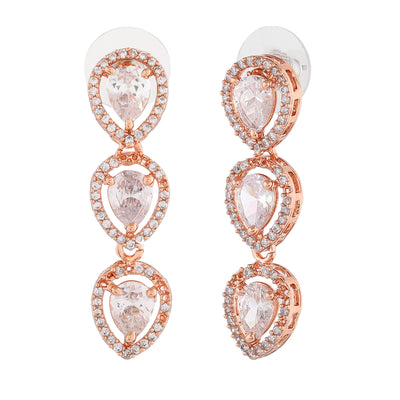 Estele Rose Gold Plated CZ Precious Pears Earrings for Women