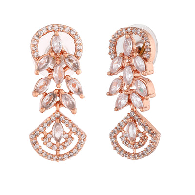 Estele Rose Gold Plated CZ Marquise Melody Earrings for Women