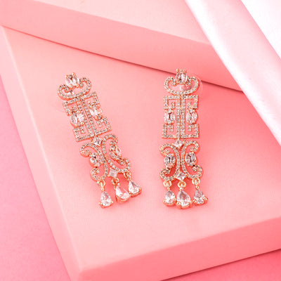 Estele Rose Gold Plated CZ Ravishing Earrings for Women