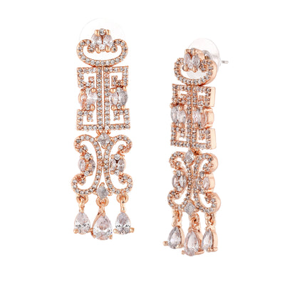 Estele Rose Gold Plated CZ Ravishing Earrings for Women