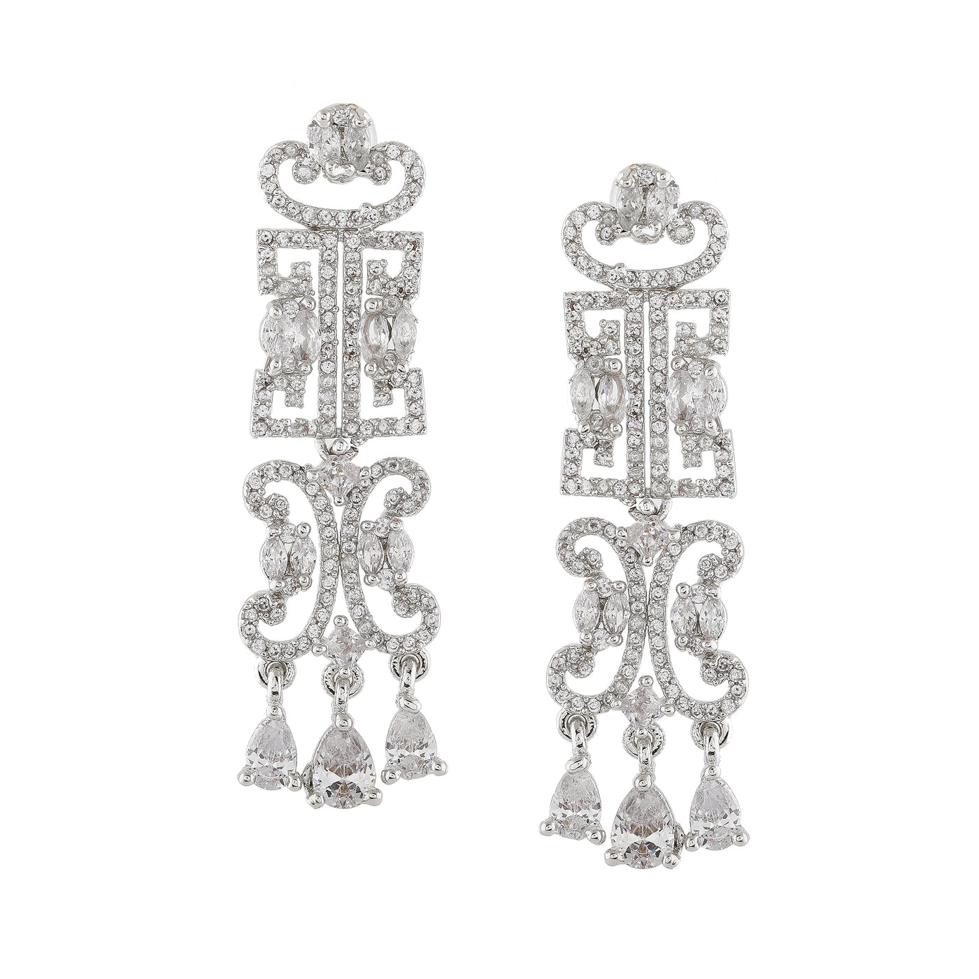 Estele Rhodium Plated CZ Glamorous Earrings for Women