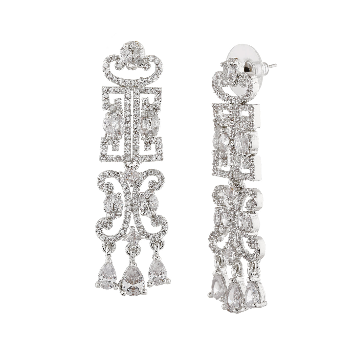 Estele Rhodium Plated CZ Glamorous Earrings for Women