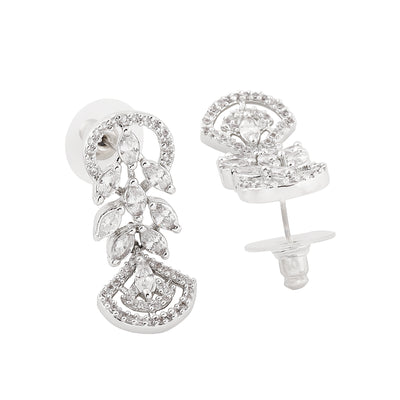 Estele Rhodium Plated CZ Marquise Melody Earrings for Women