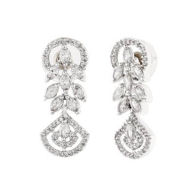 Estele Rhodium Plated CZ Marquise Melody Earrings for Women