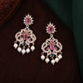 Estele Rose Gold Plated CZ Dazzling Earrings With Pearl For Women