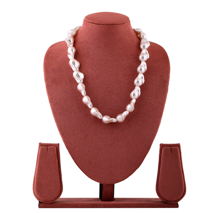 Estele Rhodium Plated Magnificent Pearl Necklace for Women