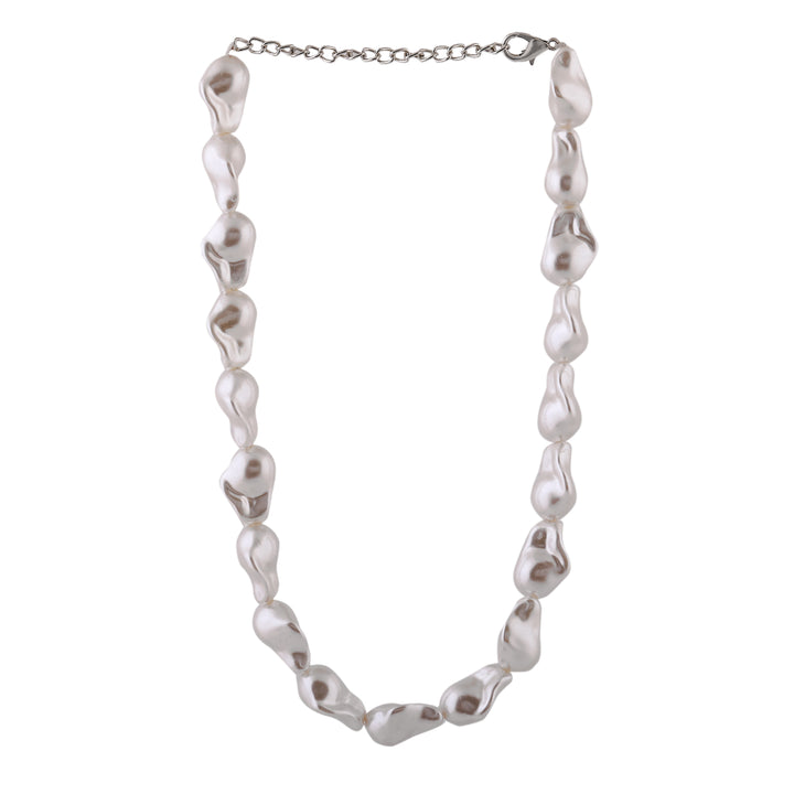 Estele Rhodium Plated Magnificent Pearl Necklace for Women
