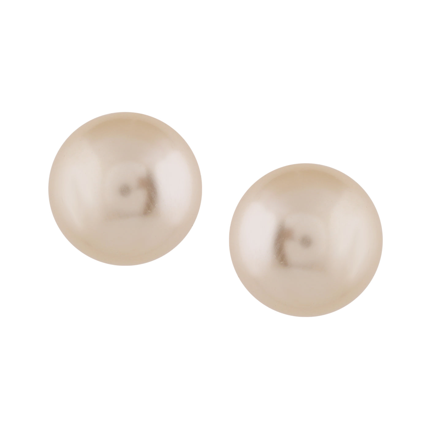 Estele Rhodium Plated Sparkling Cream Pearl Stud Earrings for Women