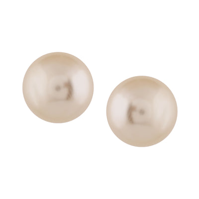 Estele Rhodium Plated Sparkling Cream Pearl Stud Earrings for Women