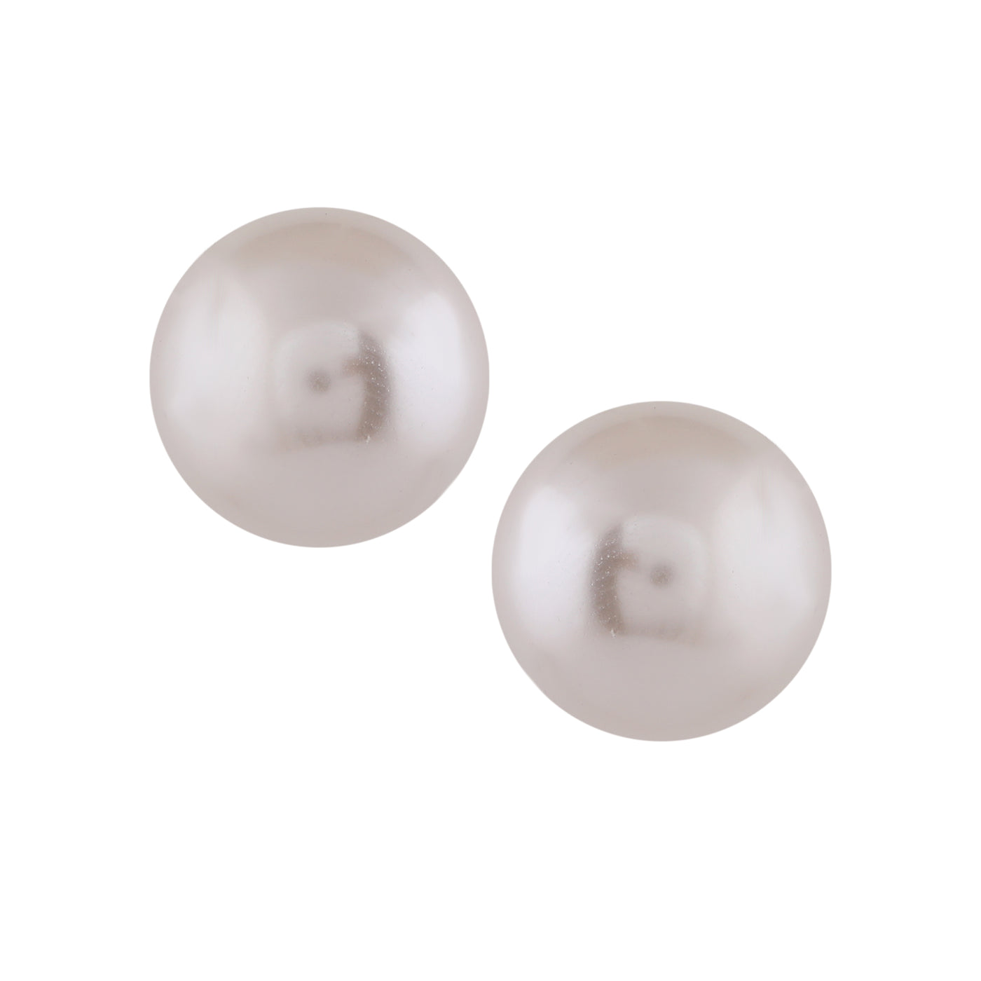 Estele Rhodium Plated Beautiful White Pearl Stud Earrings for Women
